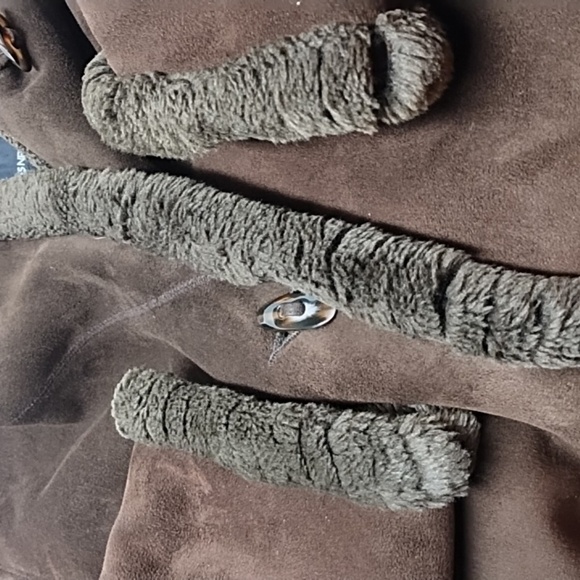 Vintage Jones New York women's jacket hooded faux suede brown Size: L - Picture 5 of 10